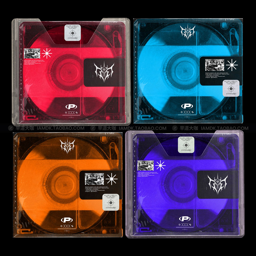 复古嘻哈电音专辑cd光盘盒外观设计psd样机模版 Mini Disc Mockup_img_2