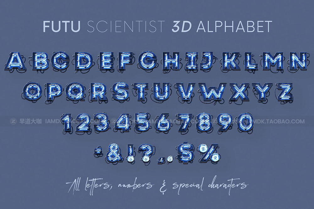 未来工业科幻机能3d创意英文字体数字png免抠图片素材 Futuristic Scientist - 3D Lettering_img_2