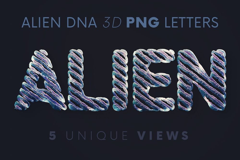 未来科幻机能DNA元素创意3d字母数字png免抠图设计素材 Alien DNA Science - 3D Lettering_img_2