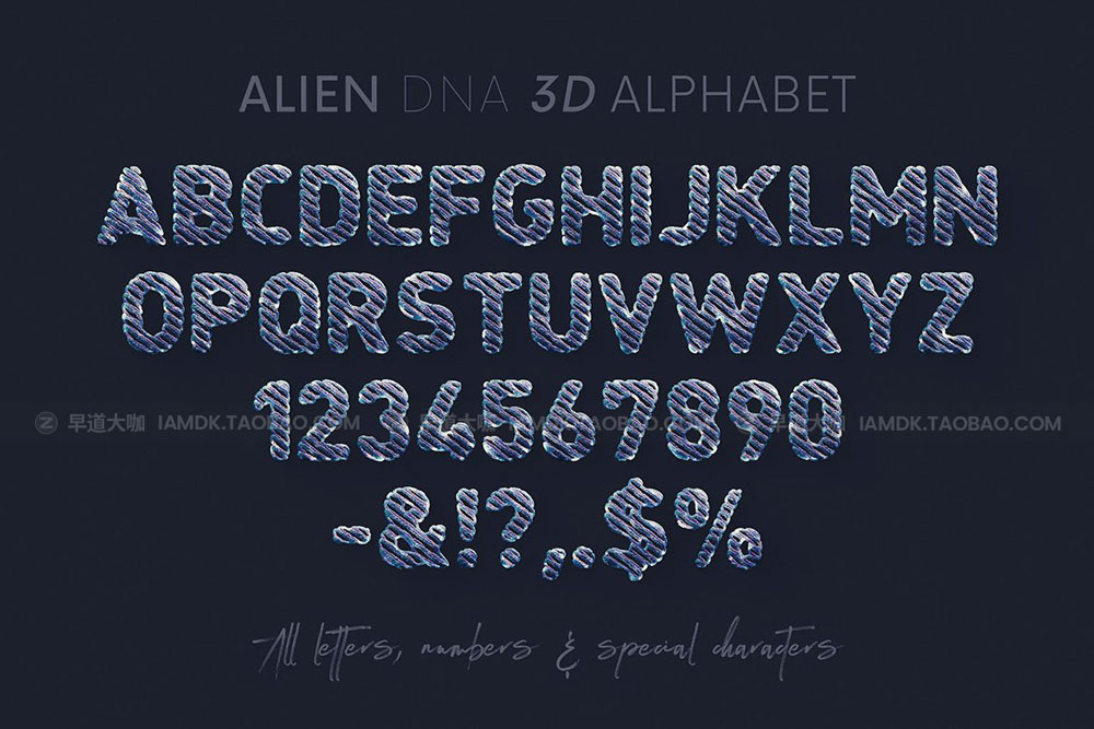 未来科幻机能DNA元素创意3d字母数字png免抠图设计素材 Alien DNA Science - 3D Lettering_img_2