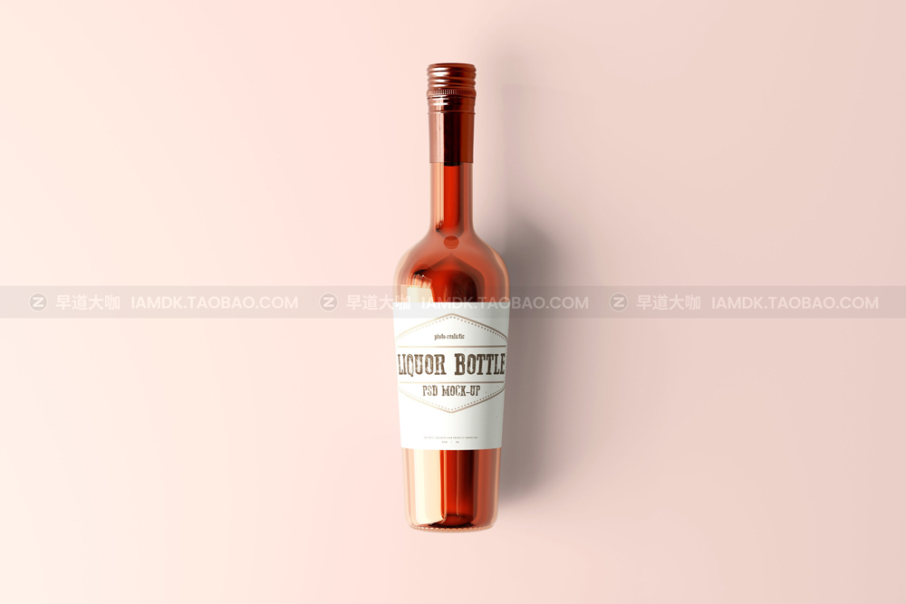 15款时尚红酒葡萄酒瓶贴纸包装盒设计展示ps样机模版 Round Liquor Bottle Mockup_img_2