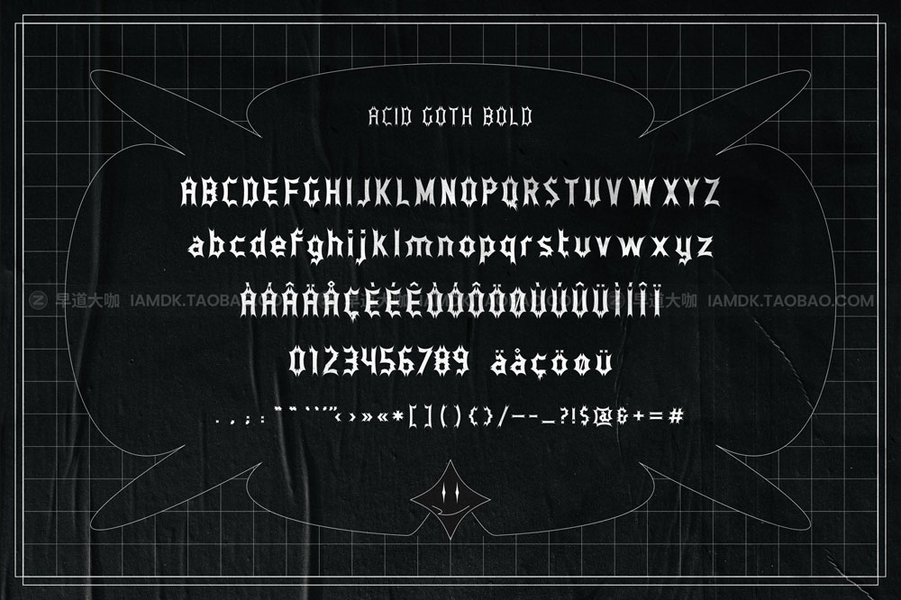 新野蛮主义风格酸性复古波浪怪诞Y2K垃圾风格哥特字体包 Acid Goth - Font Family_img_2