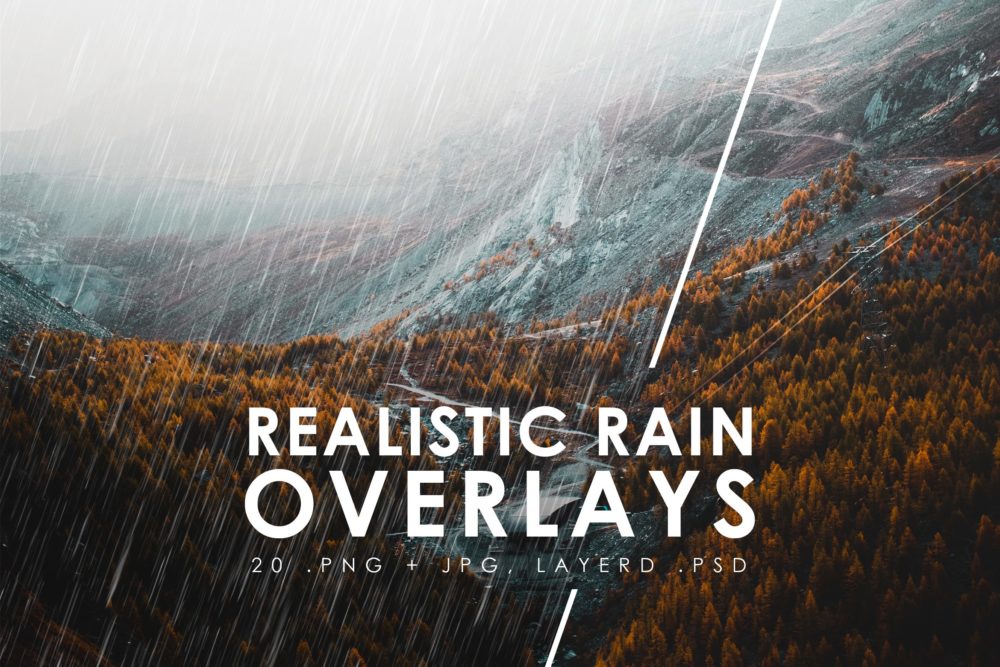 20个逼真下雨雨点装饰效果背景图片设计素材 Realistic Rain Photo Overlays_img_2