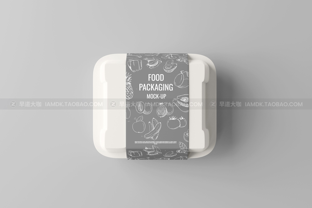 简约汉堡食品包装盒标签贴纸设计展示贴图psd样机模版 Food Container Mockup_img_2