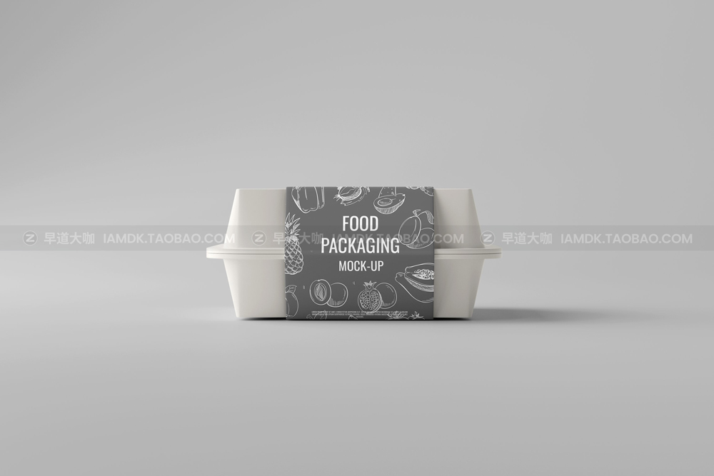 简约汉堡食品包装盒标签贴纸设计展示贴图psd样机模版 Food Container Mockup_img_2