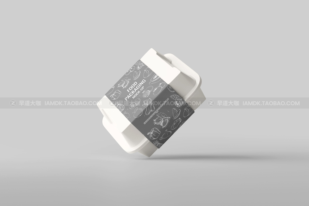 简约汉堡食品包装盒标签贴纸设计展示贴图psd样机模版 Food Container Mockup_img_2