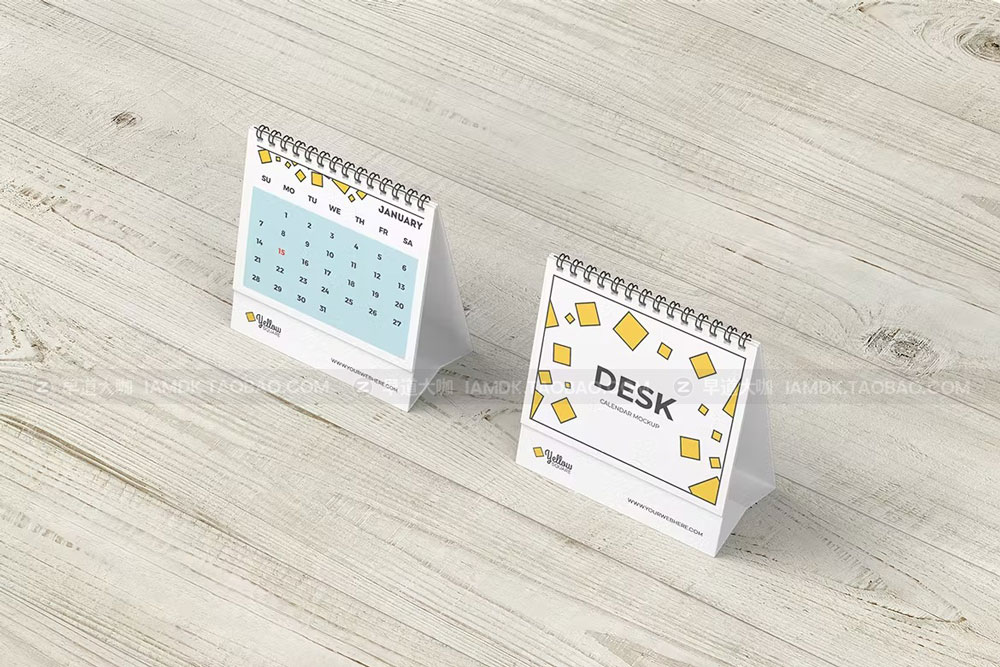 螺旋立式日历台历设计展示贴图样机模版 Desk Calendar Mockup_img_2