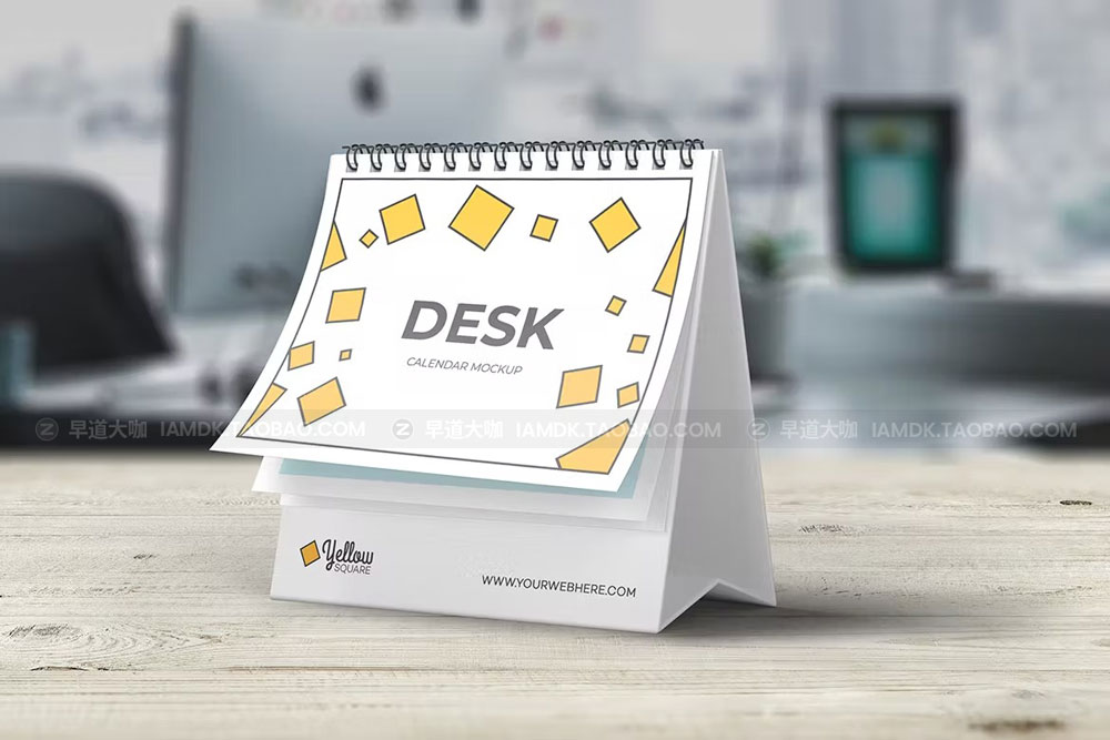 螺旋立式日历台历设计展示贴图样机模版 Desk Calendar Mockup_img_2