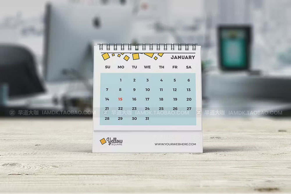 螺旋立式日历台历设计展示贴图样机模版 Desk Calendar Mockup_img_2