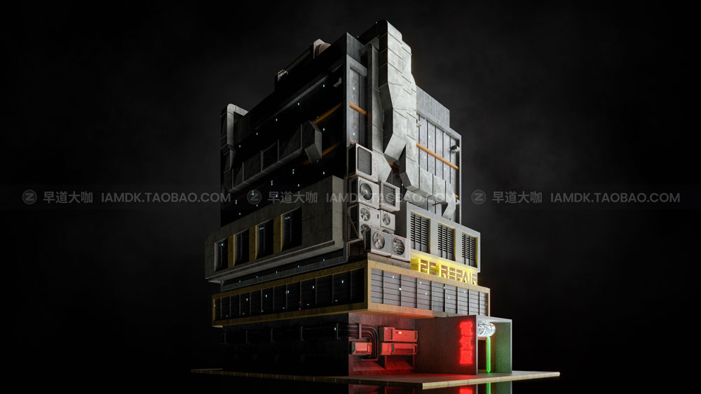 赛博朋克未来科幻楼房建筑3D模型C4D/MAX/FBX/OBJ/Maya/Blender等 Kitbash3d - Cyberpunk 2022_img_2