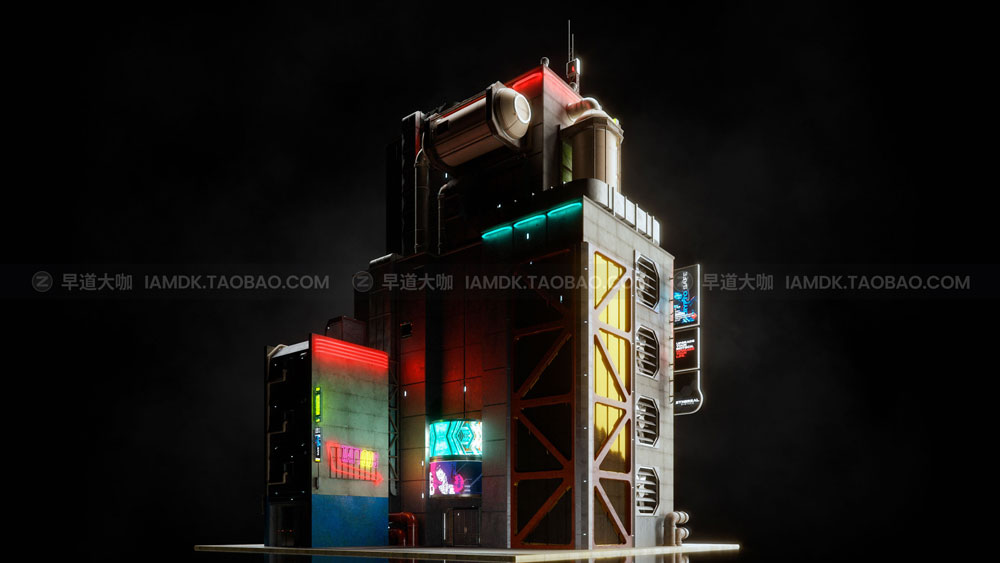 赛博朋克未来科幻楼房建筑3D模型C4D/MAX/FBX/OBJ/Maya/Blender等 Kitbash3d - Cyberpunk 2022_img_2