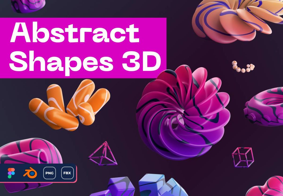 32款炫彩潮流创意艺术抽象3D立体几何图形png免抠图片设计素材 Abstract Shapes 3D_img_3