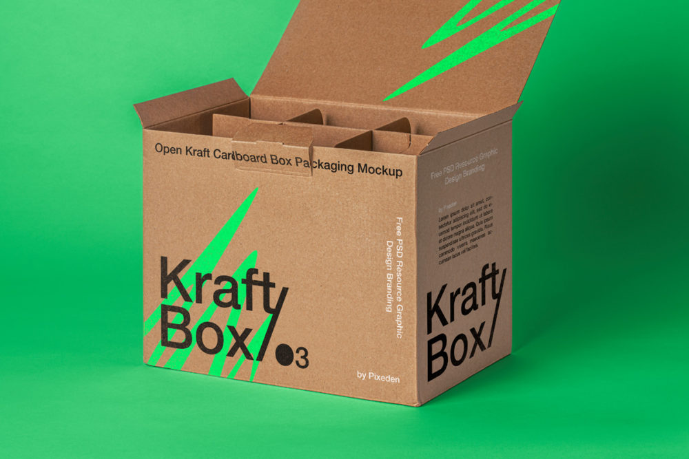 时尚方形瓦楞纸产品包装纸盒设计展示样机psd模版 Kraft Psd Cardboard Box Mockup Set_img_2