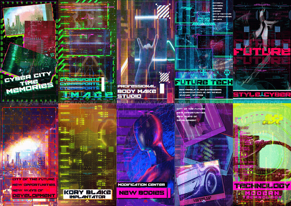 AE模板PR预设 赛博朋克HUD信号损坏文字标题背景动画V2 AEJuice - Cyberpunk HUD 2_img_2