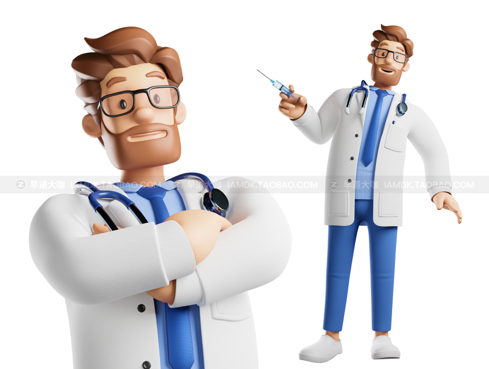 47款卡通3d男医生造型图标icon设计素材 3D Character Doctor Installment Figma/Blender UI KIT_img_2