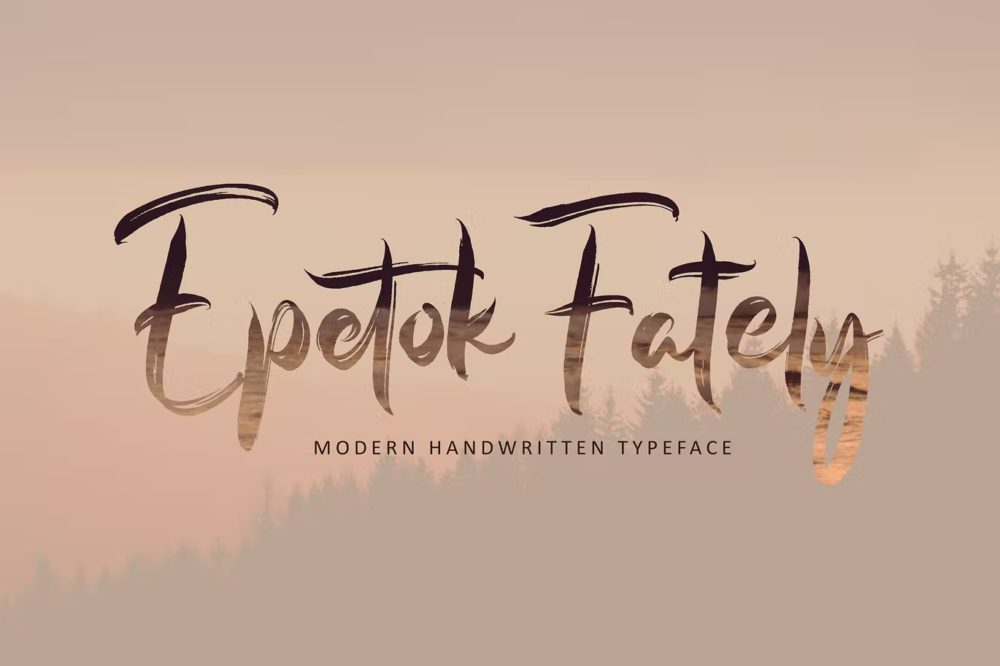 现代海报邀请函徽标logo设计手写英文字体 Epetok Fately font with new style, this font will_img_2