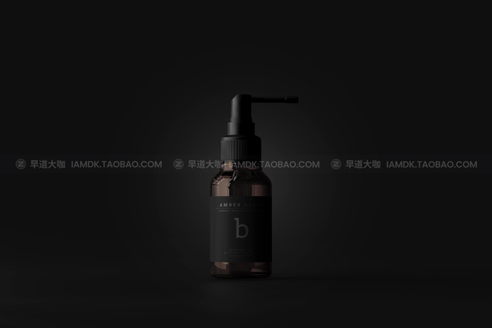 20款琥珀色玻璃瓶化妆品药瓶包装盒外观设计展示样机psd模版素材 Amber Glass Throat Spray Bottle Mockups_img_2