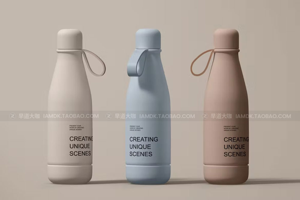 哑光运动保温水杯外观设计展示贴图样机 Matte Bottle Mockups_img_2