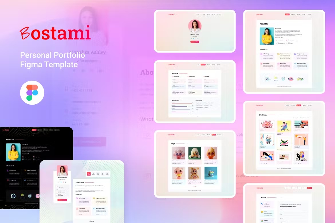 创意摄影设计师作品照片展示网站web界面设计figma模板素材 Bostami Personal Portfolio Figma Template_img_2