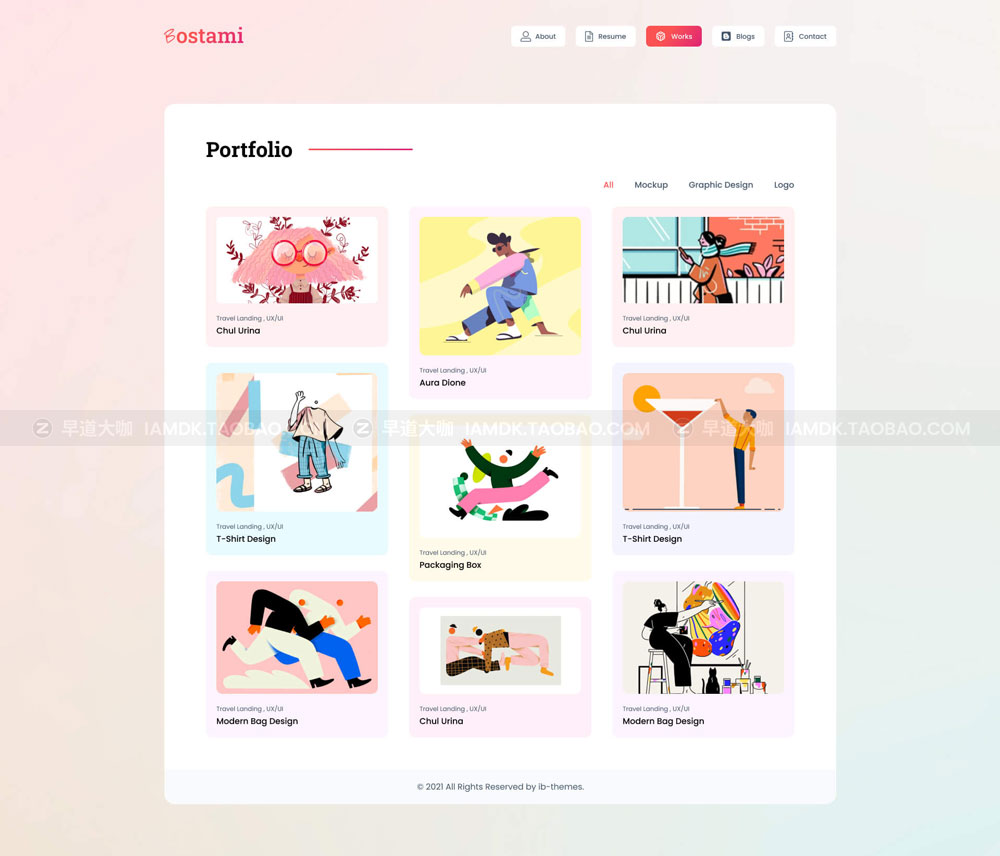 创意摄影设计师作品照片展示网站web界面设计figma模板素材 Bostami Personal Portfolio Figma Template_img_2