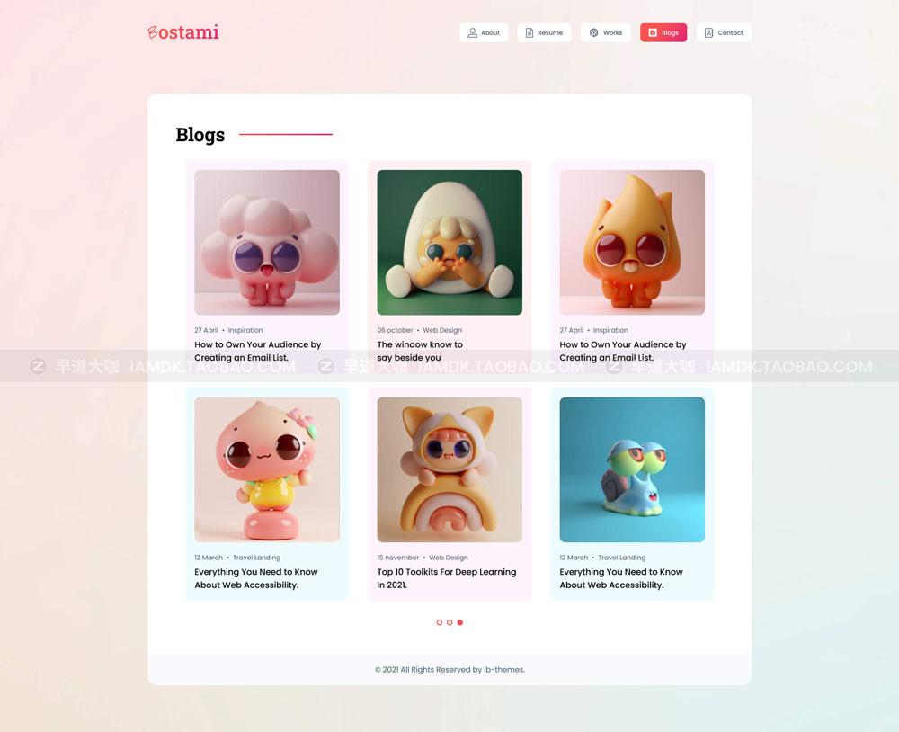 创意摄影设计师作品照片展示网站web界面设计figma模板素材 Bostami Personal Portfolio Figma Template_img_2