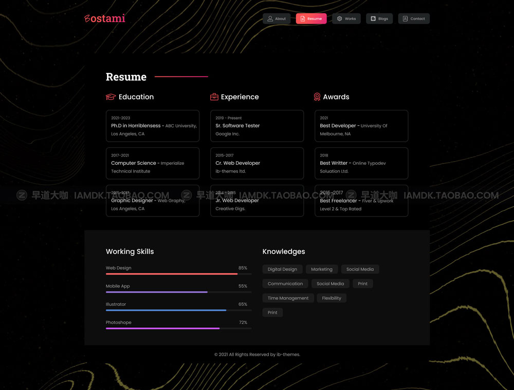 创意摄影设计师作品照片展示网站web界面设计figma模板素材 Bostami Personal Portfolio Figma Template_img_2