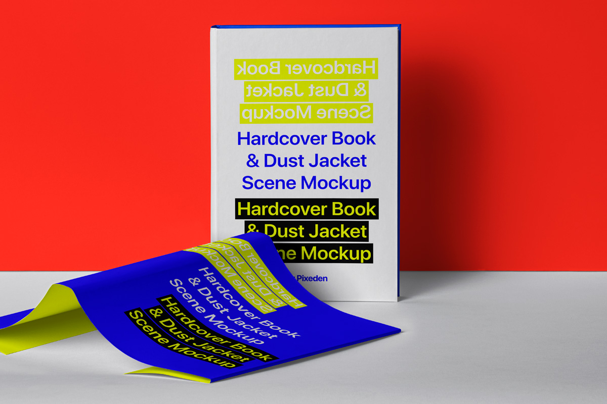 时尚带防尘套精装书设计展示画册样机psd模版 Dust Jacket Hardcover Psd Book Mockup Set_img_2