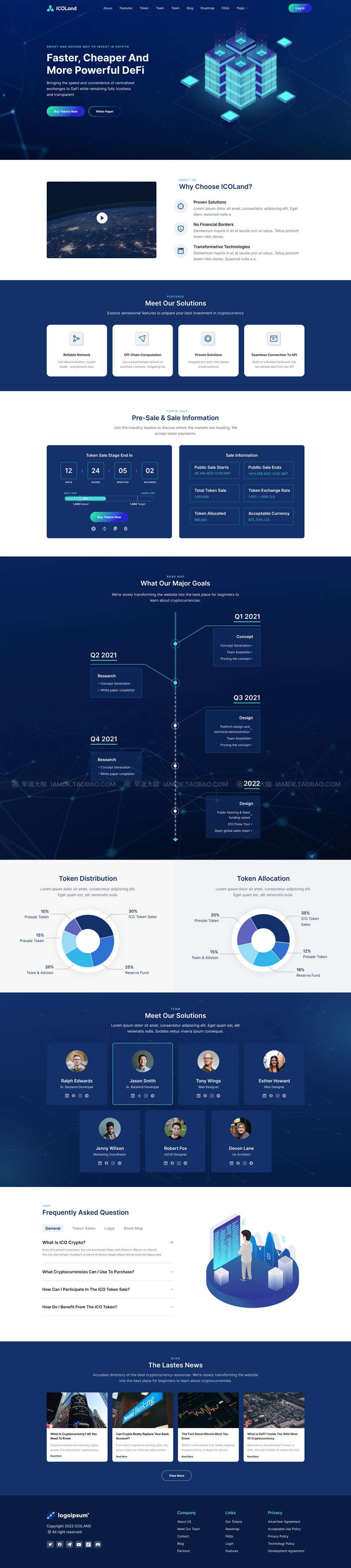 炫酷NFT加密货币数字货币交易市场网站界面设计WEB UI套件素材 ICO landing page & ICO Crypto Template_img_2