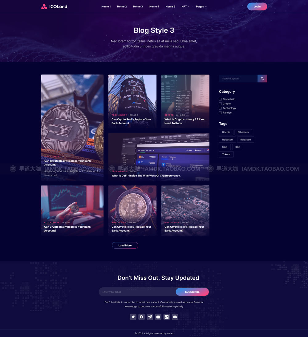 炫酷NFT加密货币数字货币交易市场网站界面设计WEB UI套件素材 ICO landing page & ICO Crypto Template_img_2