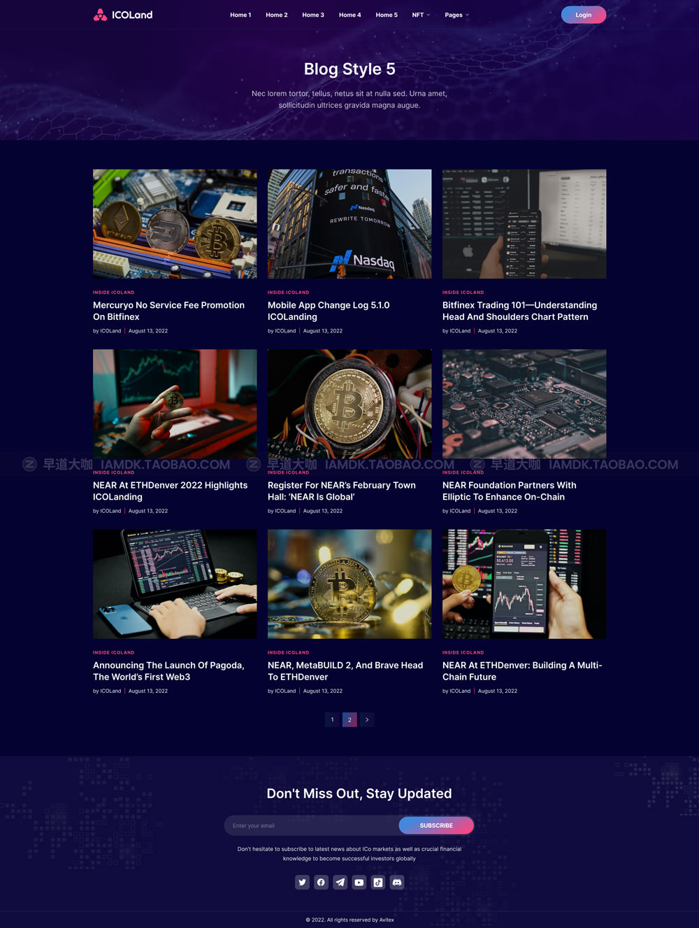 炫酷NFT加密货币数字货币交易市场网站界面设计WEB UI套件素材 ICO landing page & ICO Crypto Template_img_2