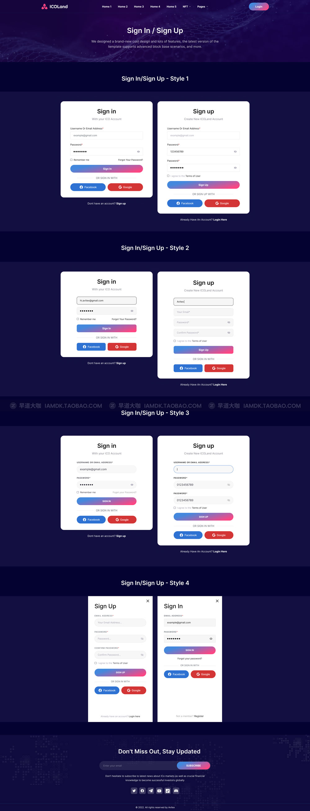 炫酷NFT加密货币数字货币交易市场网站界面设计WEB UI套件素材 ICO landing page & ICO Crypto Template_img_2