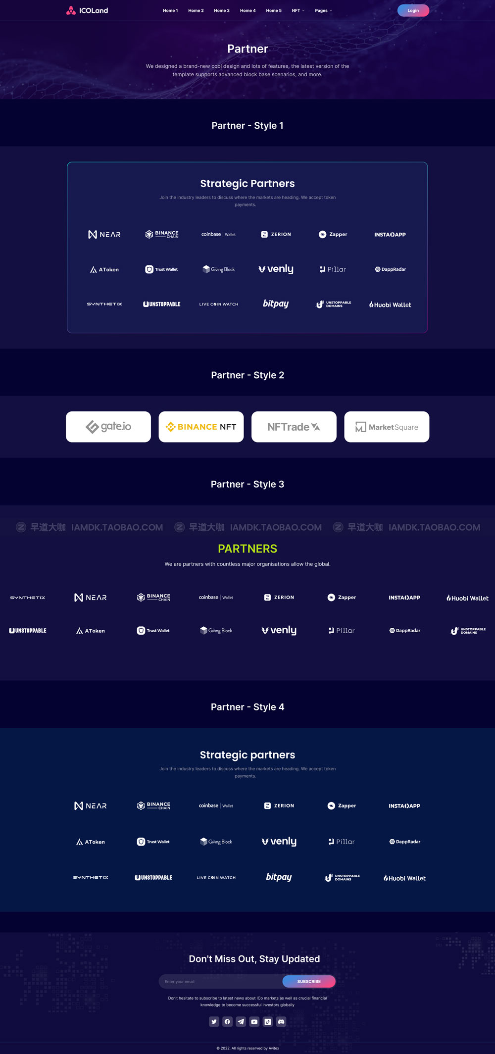 炫酷NFT加密货币数字货币交易市场网站界面设计WEB UI套件素材 ICO landing page & ICO Crypto Template_img_2