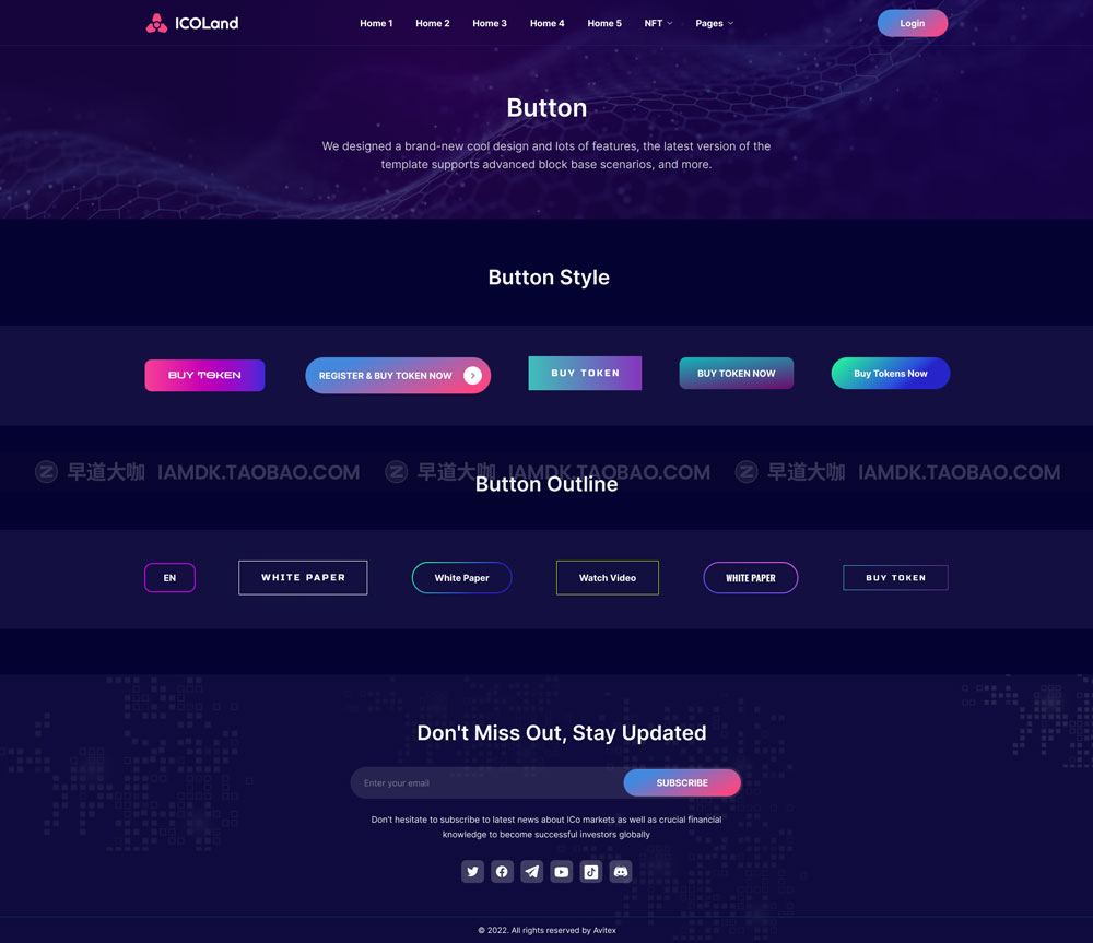 炫酷NFT加密货币数字货币交易市场网站界面设计WEB UI套件素材 ICO landing page & ICO Crypto Template_img_2