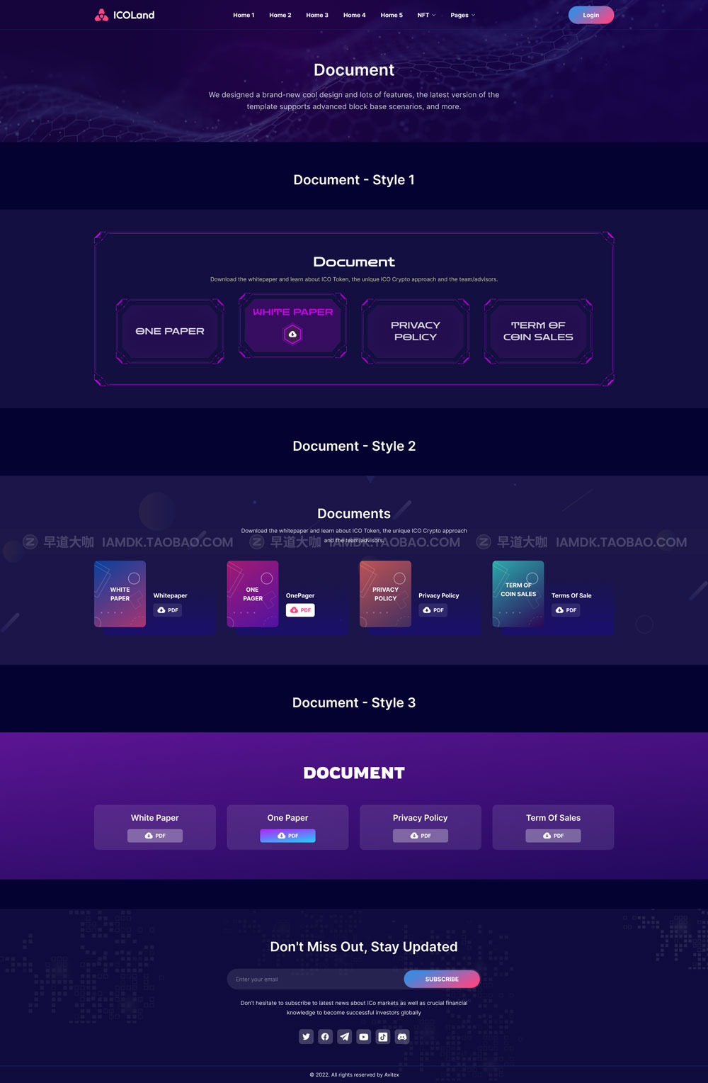 炫酷NFT加密货币数字货币交易市场网站界面设计WEB UI套件素材 ICO landing page & ICO Crypto Template_img_2