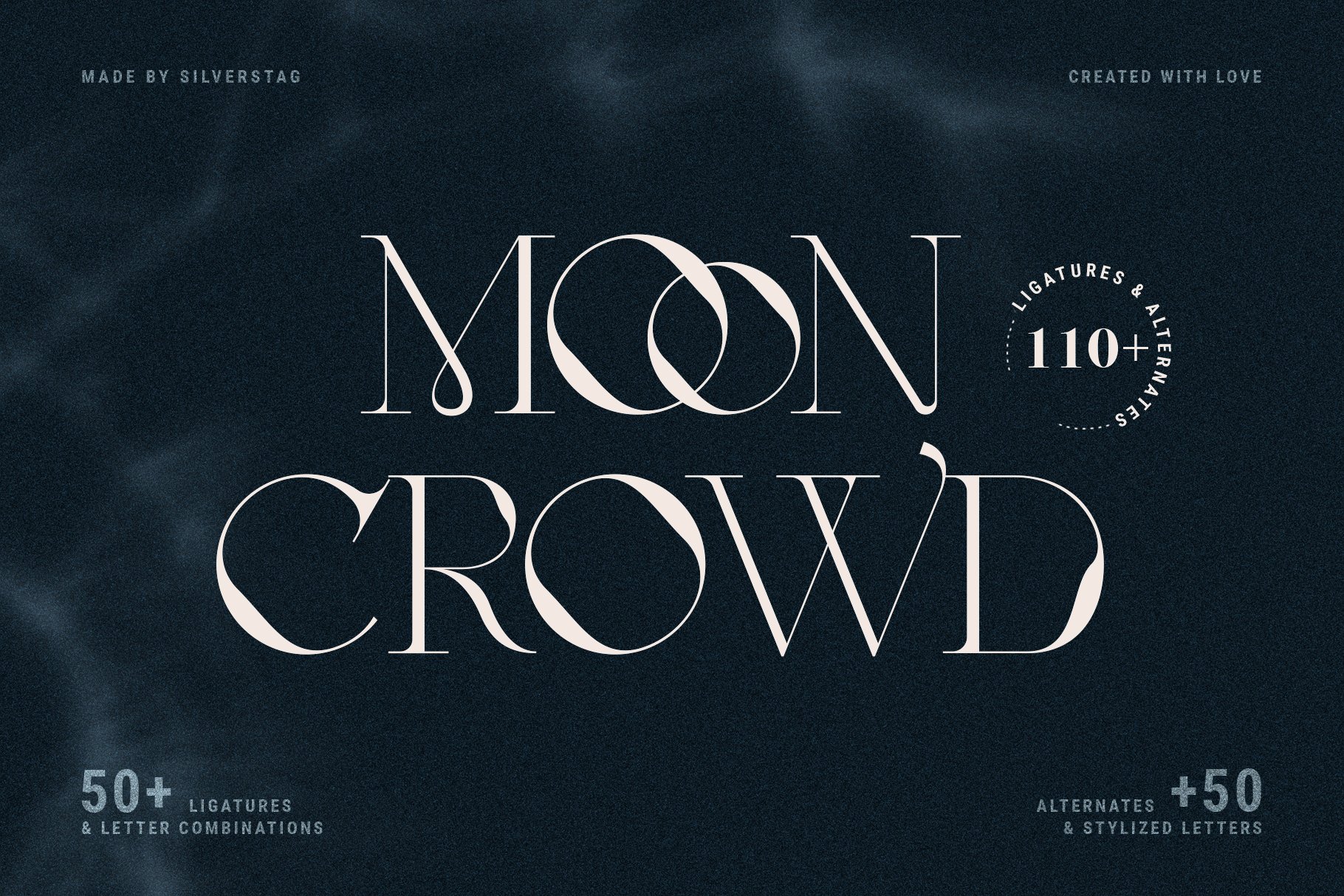 时尚优雅杂志海报标题衬线连字英文字体安装包 MOON CROWD - Elegant & Stylish Serif_img_2