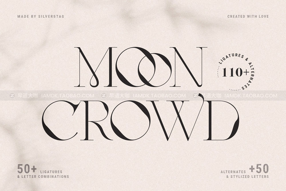 时尚优雅杂志海报标题衬线连字英文字体安装包 MOON CROWD - Elegant & Stylish Serif_img_2