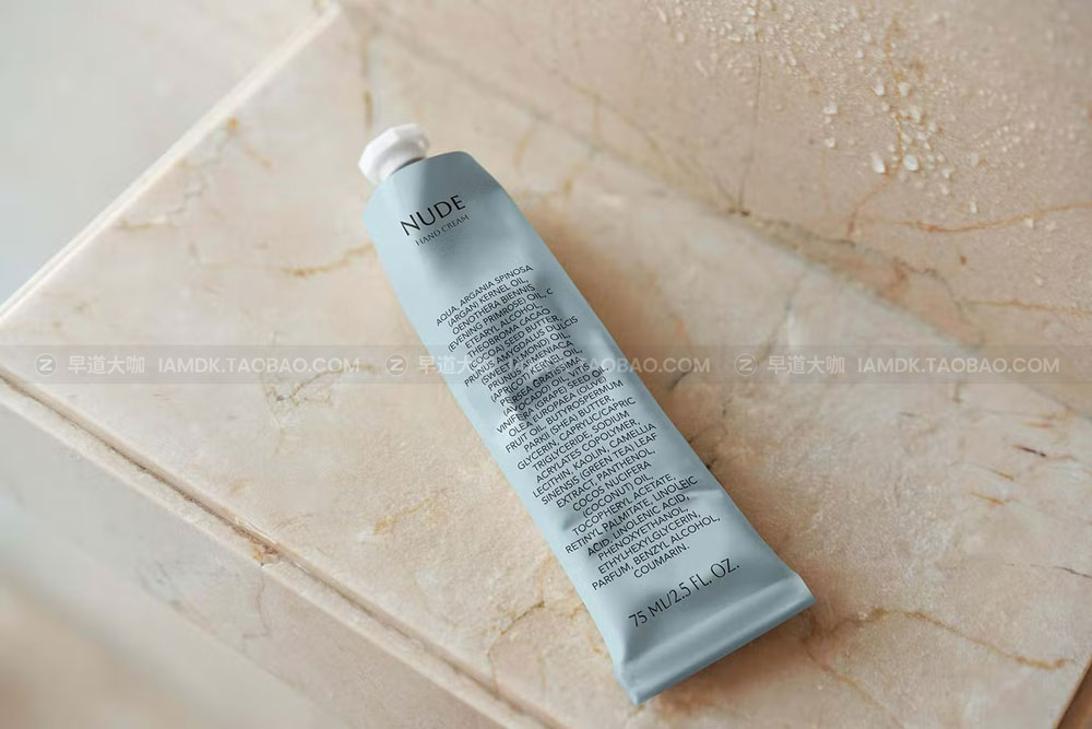 时尚褶皱奶油金属化妆品包装管设计展示贴图样机模版 Crumpled Cream Tube MockUps_img_2