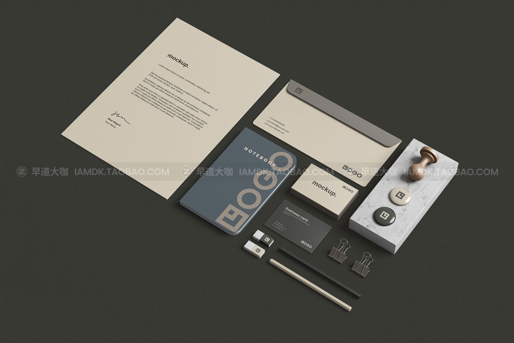 极简品牌vi名片信纸文具展示贴图样机psd模版素材 Stationery / Branding Mockup_img_2