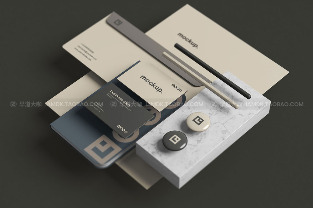 极简品牌vi名片信纸文具展示贴图样机psd模版素材 Stationery / Branding Mockup_img_2