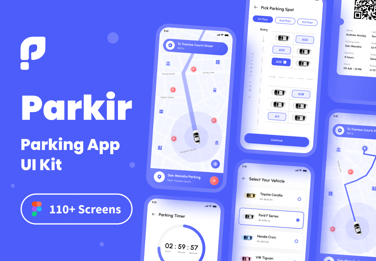 高质量停车场车位预定APP界面设计UI套件设计素材 Parkir - Parking App UI Kit_img_3