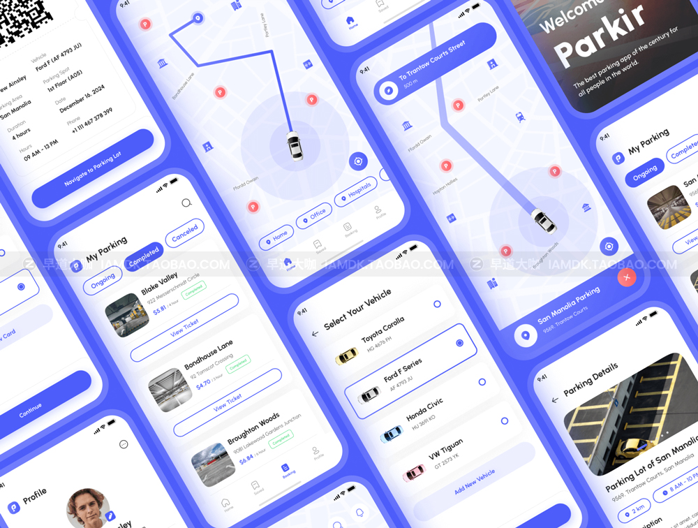 高质量停车场车位预定APP界面设计UI套件设计素材 Parkir - Parking App UI Kit_img_2