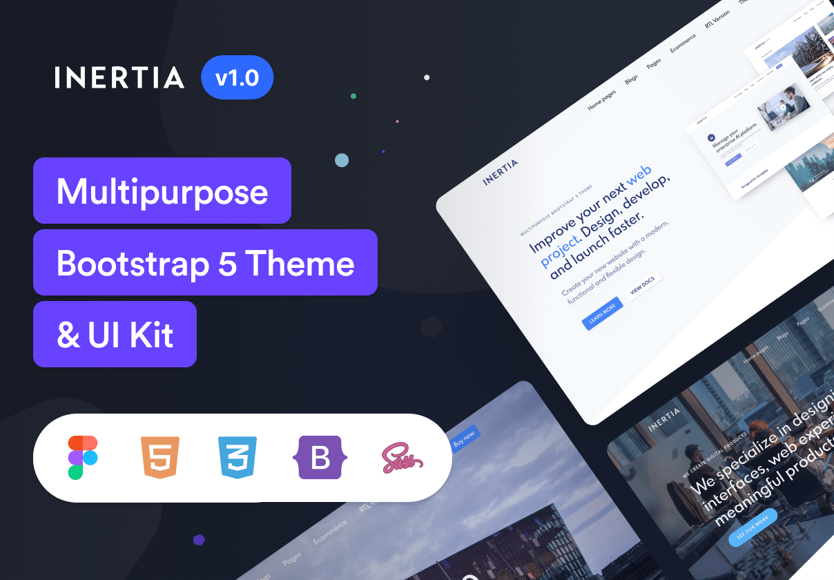 多用途响应式网站界面设计Bootstrap 5模版设计素材 Inertia Multipurpose Bootstrap 5_img_3