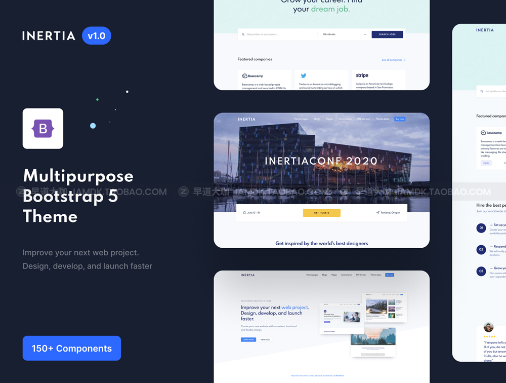 多用途响应式网站界面设计Bootstrap 5模版设计素材 Inertia Multipurpose Bootstrap 5_img_2