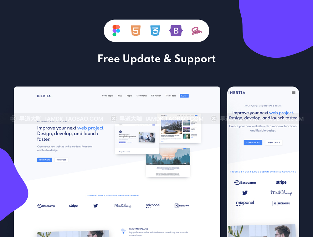 多用途响应式网站界面设计Bootstrap 5模版设计素材 Inertia Multipurpose Bootstrap 5_img_2