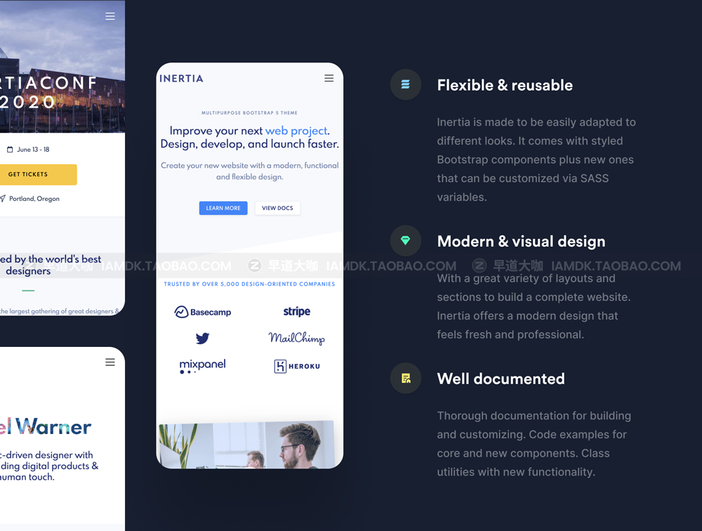 多用途响应式网站界面设计Bootstrap 5模版设计素材 Inertia Multipurpose Bootstrap 5_img_2