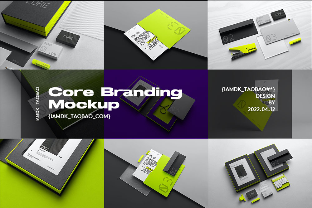 21款现代时尚品牌vi设计笔记本名片信纸文具展示贴图ps样机模版 Core Branding Mockup_img_2