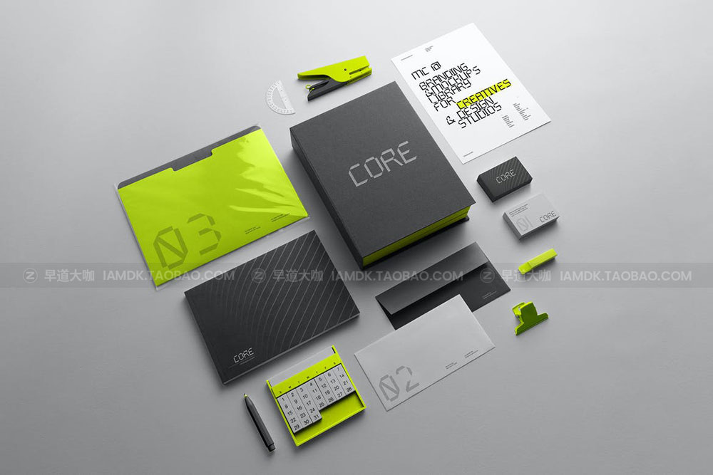 21款现代时尚品牌vi设计笔记本名片信纸文具展示贴图ps样机模版 Core Branding Mockup_img_2