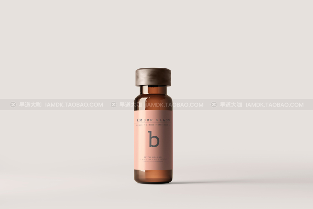 时尚化妆品药品琥珀玻璃瓶纸盒设计展示贴图样机模版 Amber Glass Vial Bottle Mockups_img_2