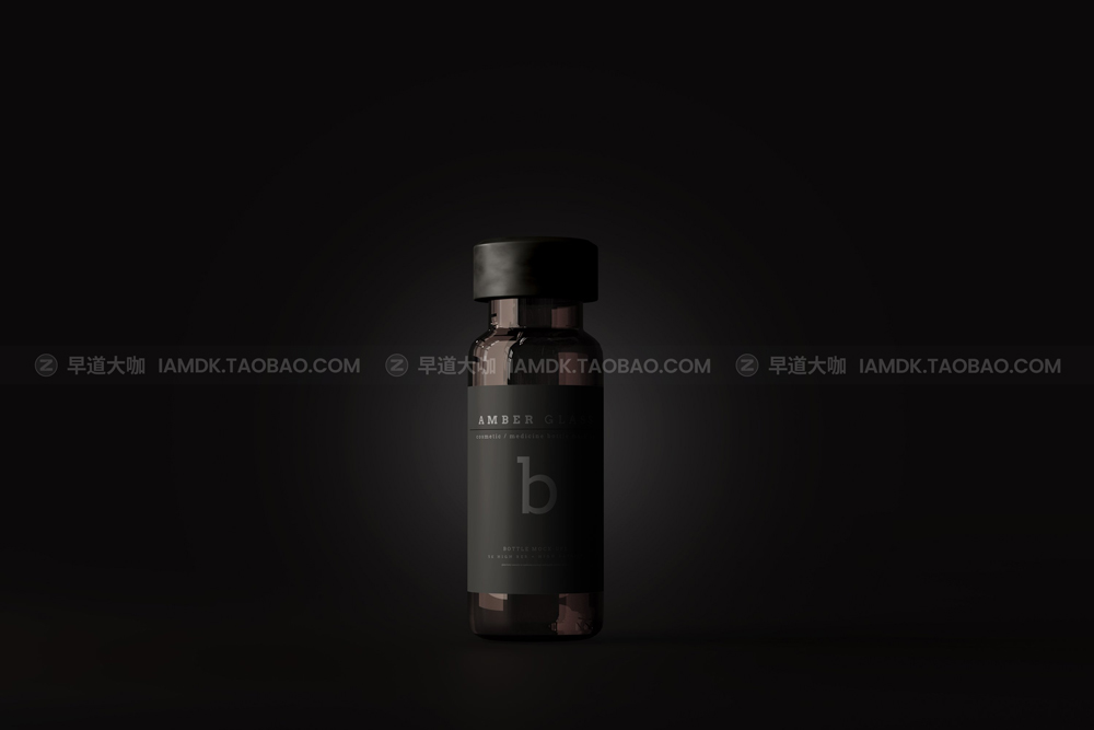 时尚化妆品药品琥珀玻璃瓶纸盒设计展示贴图样机模版 Amber Glass Vial Bottle Mockups_img_2