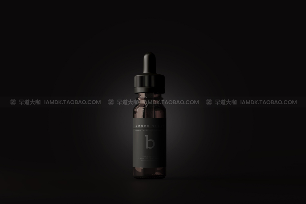 时尚琥珀色化妆品药瓶滴管瓶纸盒设计展示贴图样机模版 Amber Glass Dropper Bottle Mockups_img_2